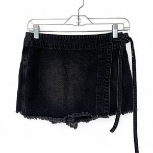 Altar’d State Washed Black Frayed Hems Mini Skort Size Small